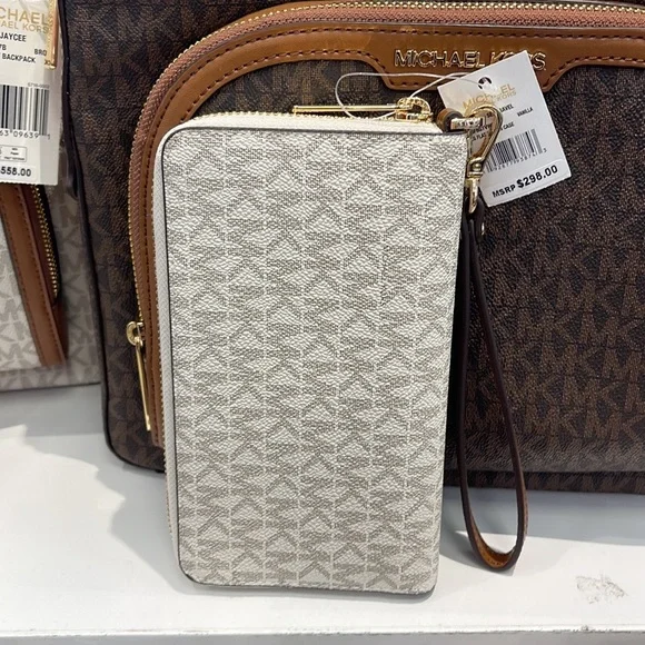 Michael Kors MK Signature Large Flat Multi-Function Phone Case Wallet Wristlet - Picture 5 of 16